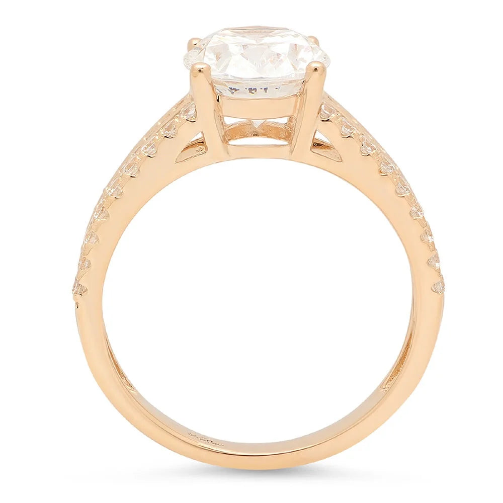 Oval Cut Genuine Cultured Diamond 18K Yellow Gold Engagement Ring size 8 G9277