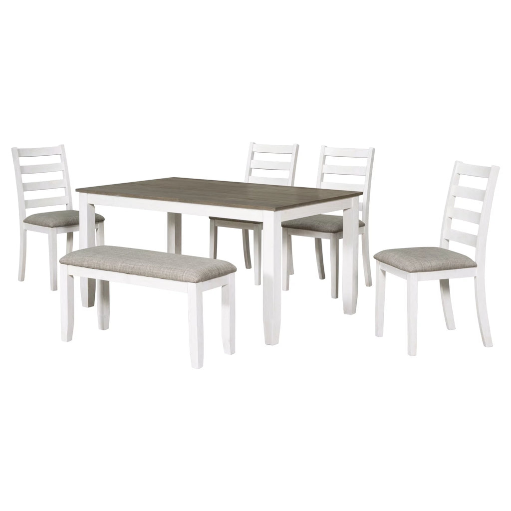 6-Piece Dining Table Set with 4 Upholstered Chairs and Bench Y3280