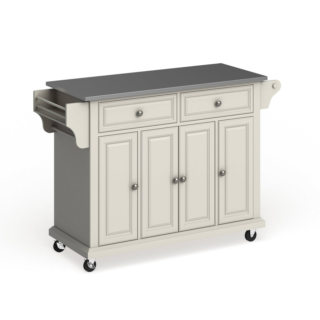 White Finish Stainless Steel Top Kitchen Cart and Island L33305