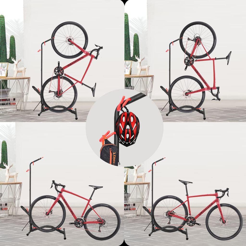 Vertical Bike Rack, Adjustable Indoor and Outdoor Bicycle Stand Rack, Fits Most 20''-28'' Bikes Q73235