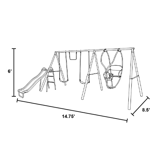 Metal Swing, Slide and Trampoline Set L881