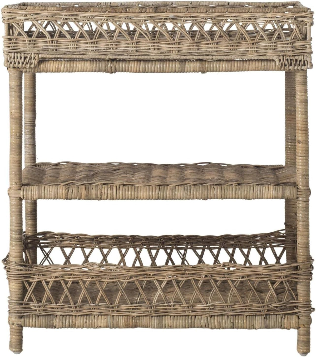 Natural Wicker 3 Tier Accent Table N523