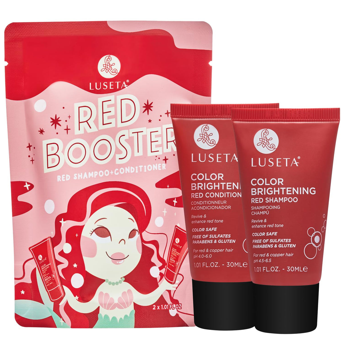 Red Shampoo and Conditioner Set for Red Hair, Sulfate, Paraben free 2 x 1.01oz F312879