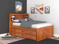 Full Merlot Bookcase Captains Bed with 6 Drawers C62796
