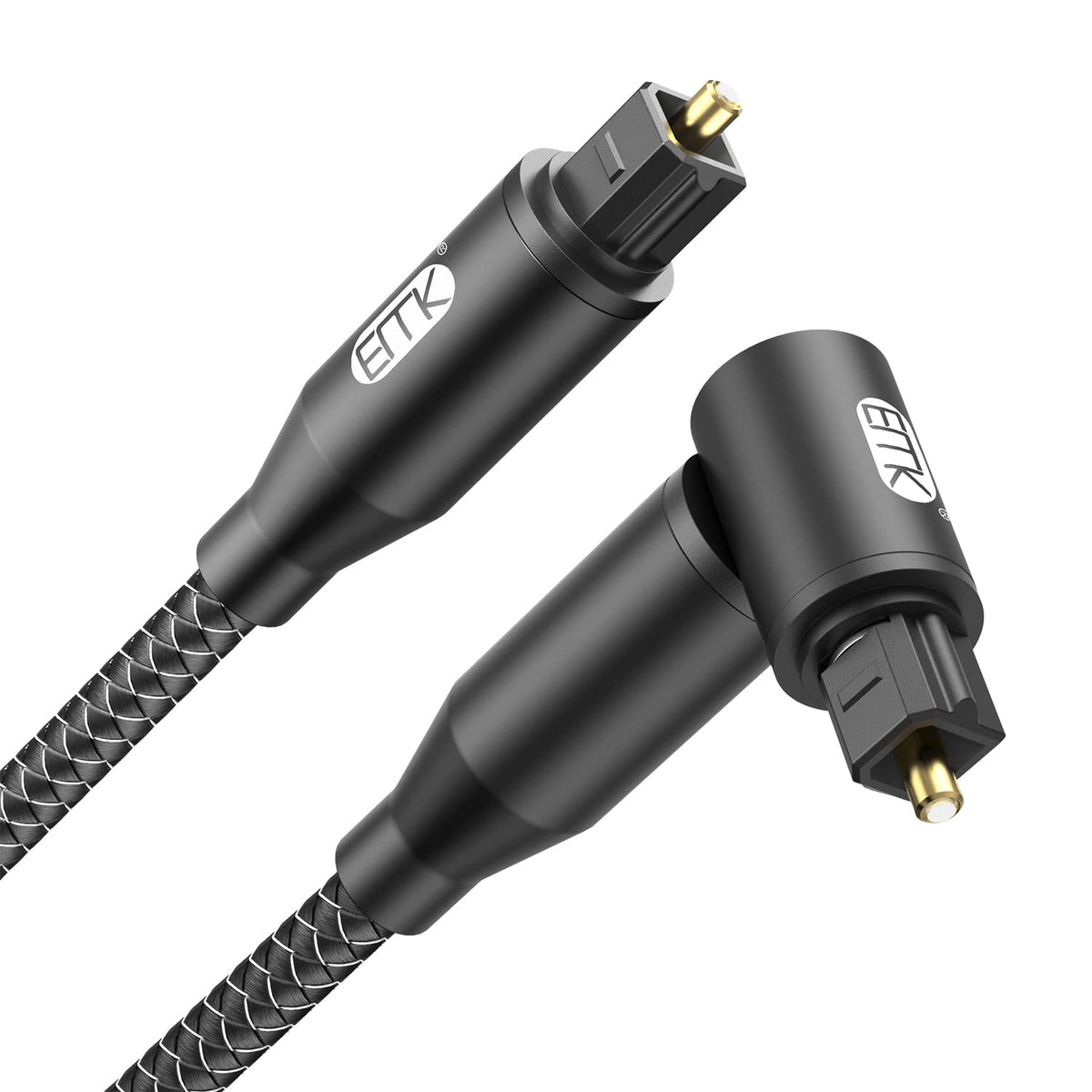 90 Degree Nylon Braided Optical Cable (6 Feet/2M, Black) L2756