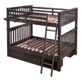 Solid Pine Wood Over Full Bunk Bed in Espresso I79141
