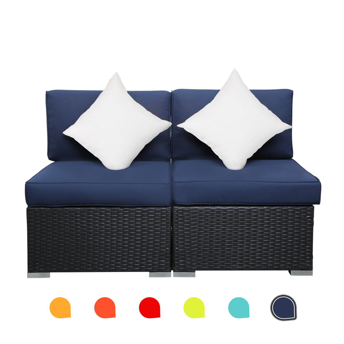 Gray Outdoor Patio Conversation Sofa Set with Padded Wicker Rattan Chairs G455666