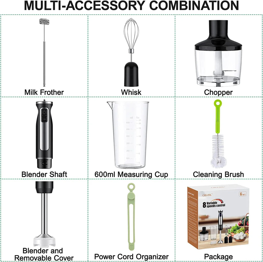 500 Watt 8 Speed Immersion Hand Blender D823