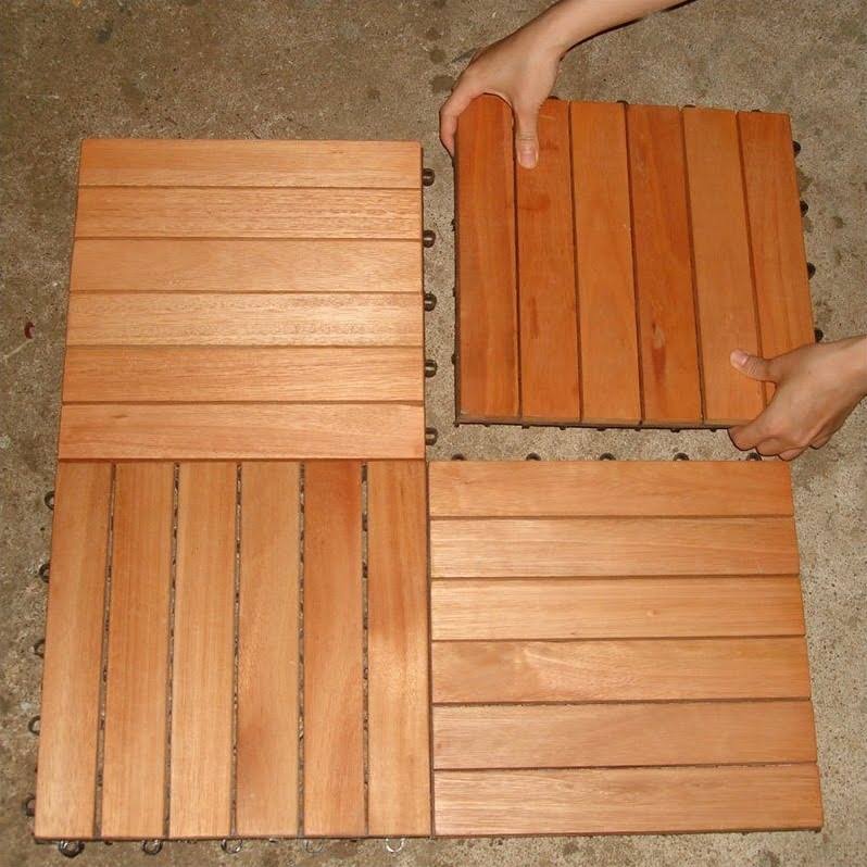 FSC Eucalyptus Interlocking Deck Tile 6 Slats Set of 10 H783