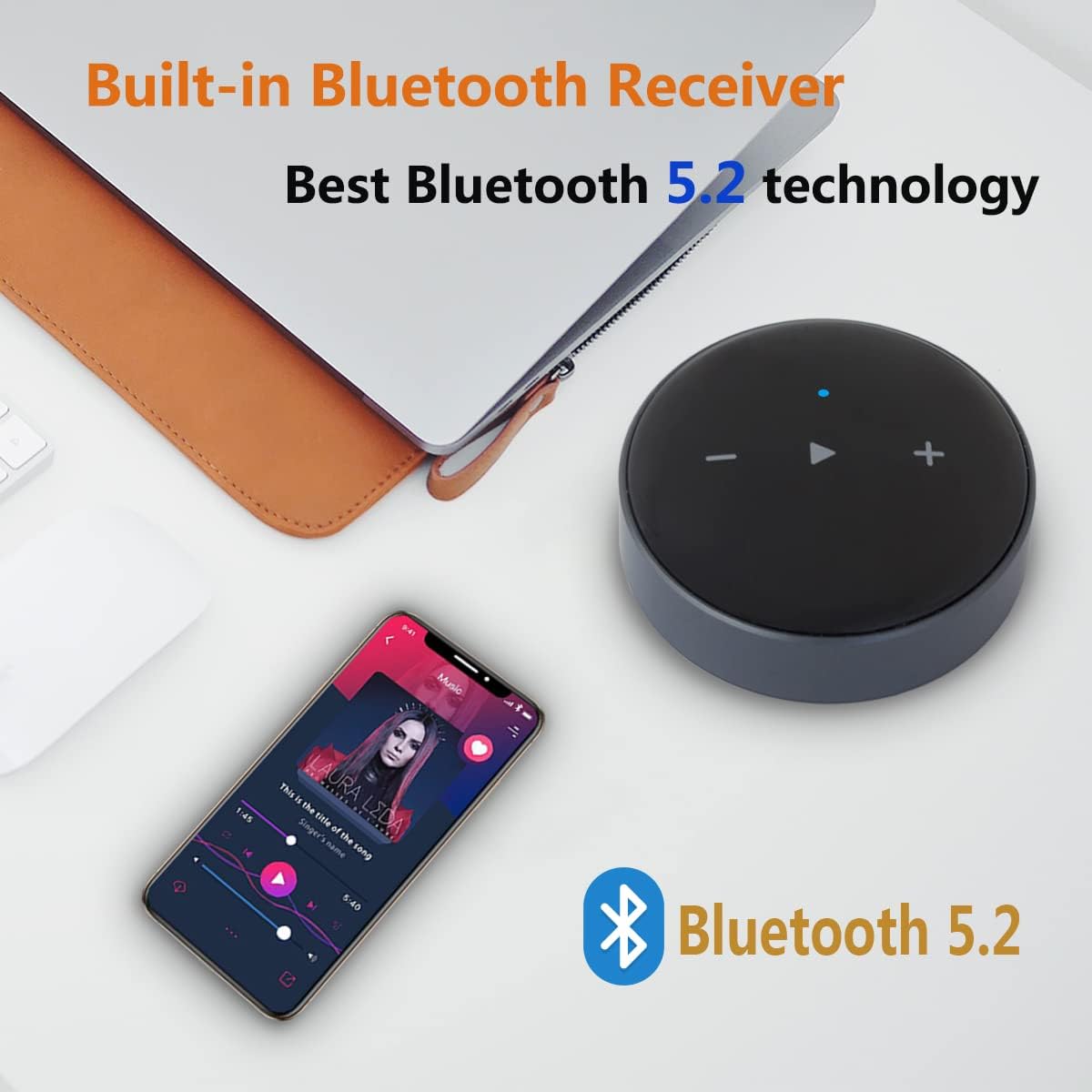 Wiim Mini Airplay 2 Music Streamer WiFi/Bluetooth Wireless Connection, Multiroom/Multizone Stereo Receiver Audio Adapter N716322