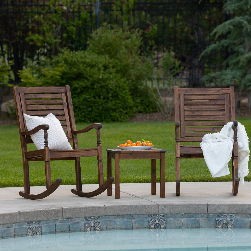 Acacia Wood Slat Back Patio Rocking Chair Q9055
