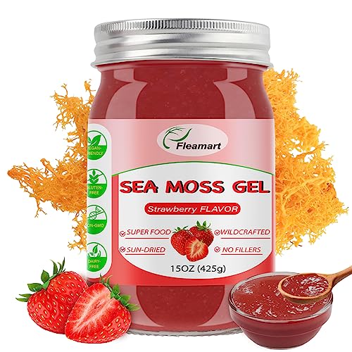 Organic Raw Wildcrafted Sea Moss Gel Strawberry Flavor 15OZ L85421