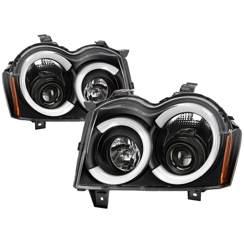 Black LED Projector Headlights + Tail Brake Lamp Pair H93143