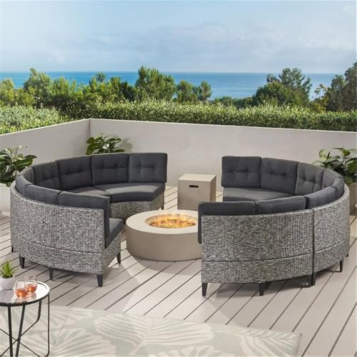 Outdoor Wicker Full Round Sofa Set with Fire Table O380051