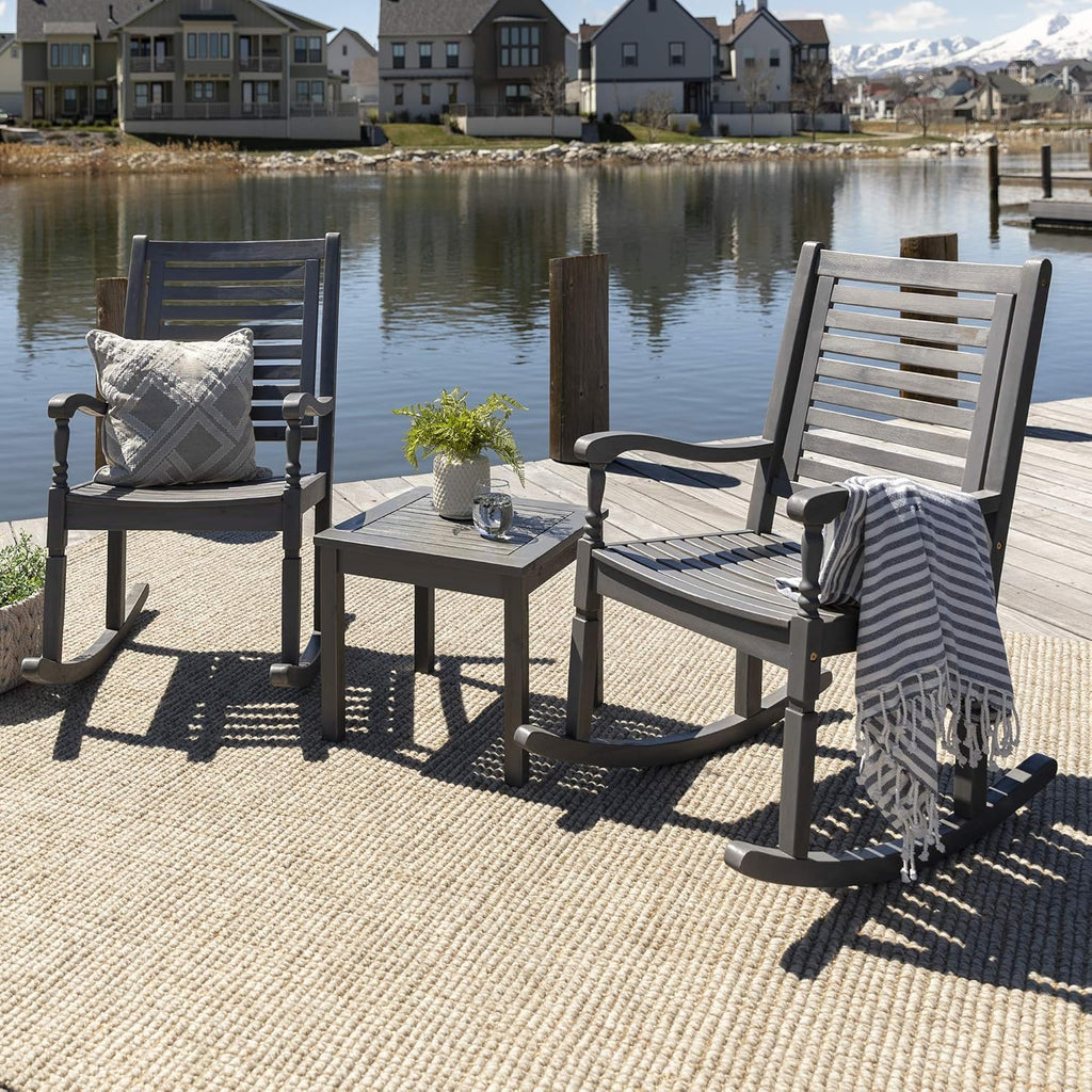 Acacia Wood Slat Back Patio Rocking Chair Q9055