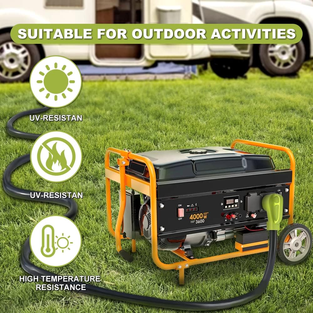 50 Amp Generator Extension Cord, NEMA 14-50P to SS2-50R, STW 6/3 + 8/1, Twist Lock Plug, 25FT R8388