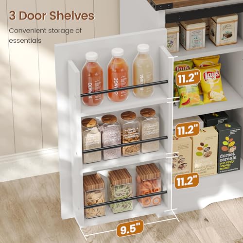 White Kitchen Pantry Cabinet with Drawer and Sliding Barn Doors D13456