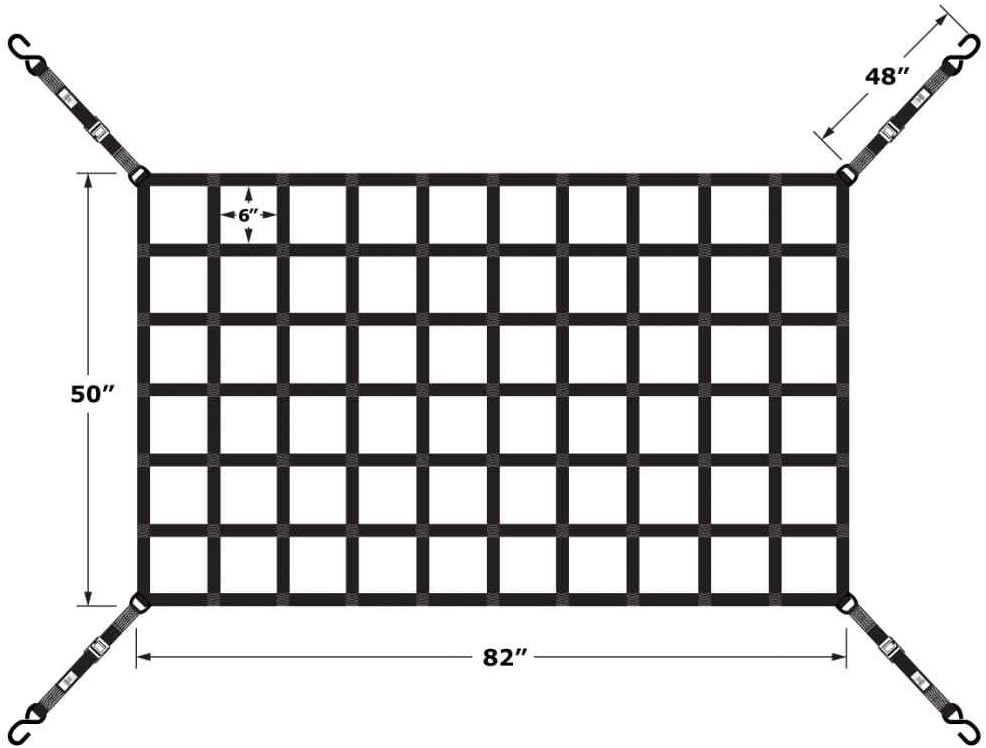 Pickup Truck Bed Cargo Net with Cam Buckles and S-Hooks L56740
