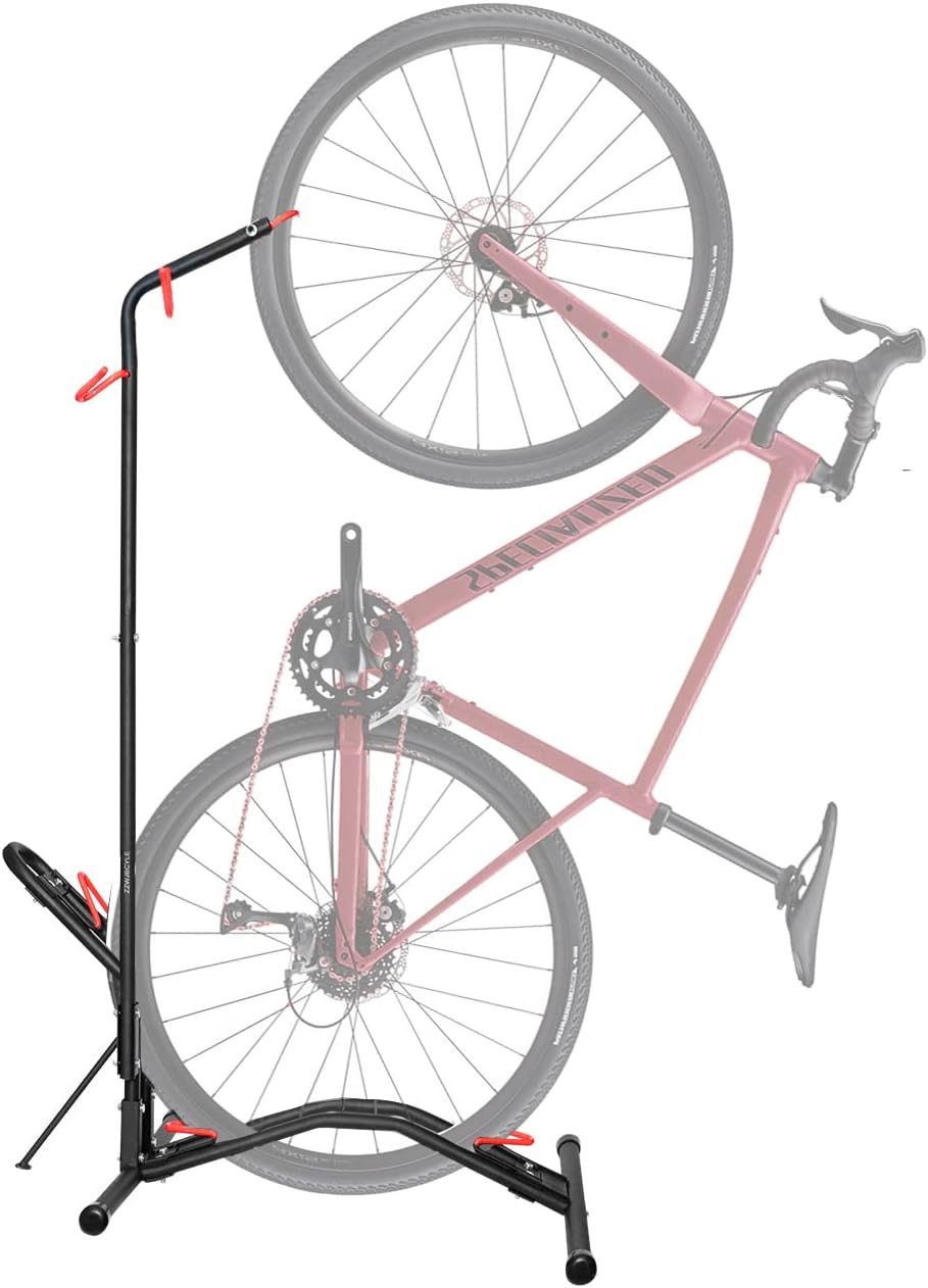 Vertical Bike Rack, Adjustable Indoor and Outdoor Bicycle Stand Rack, Fits Most 20''-28'' Bikes Q73235
