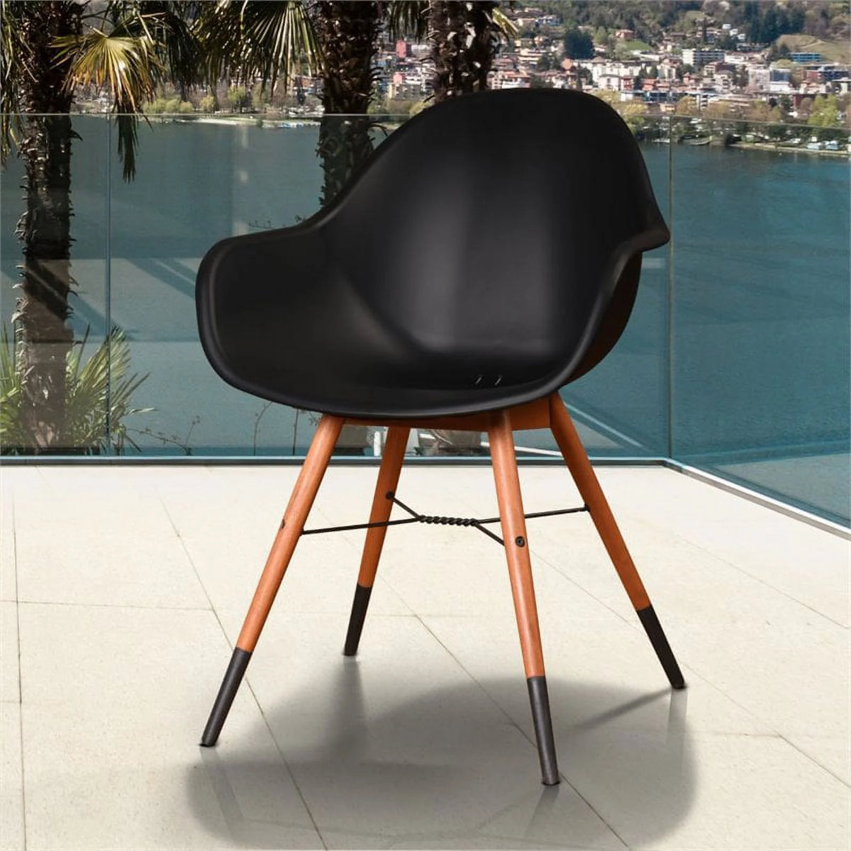 Black Patio Armchair Set of 4 A8494