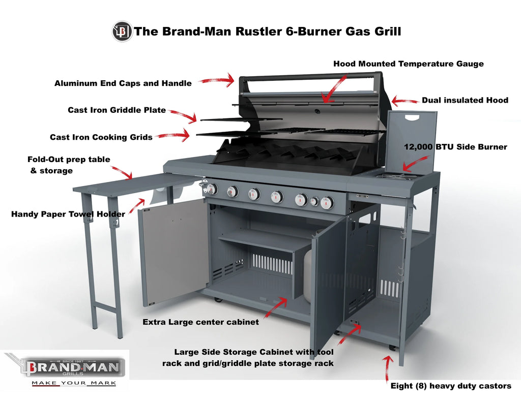 6 Burner Propane Gas Grill and Kitchen Island Z813133