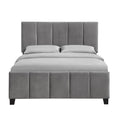 King Modern Channel Bed in Flannel Gray Velvet N417