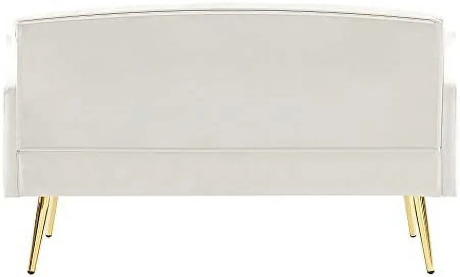 Beige Chenille Two-Seater Sofa with Metal Legs U272