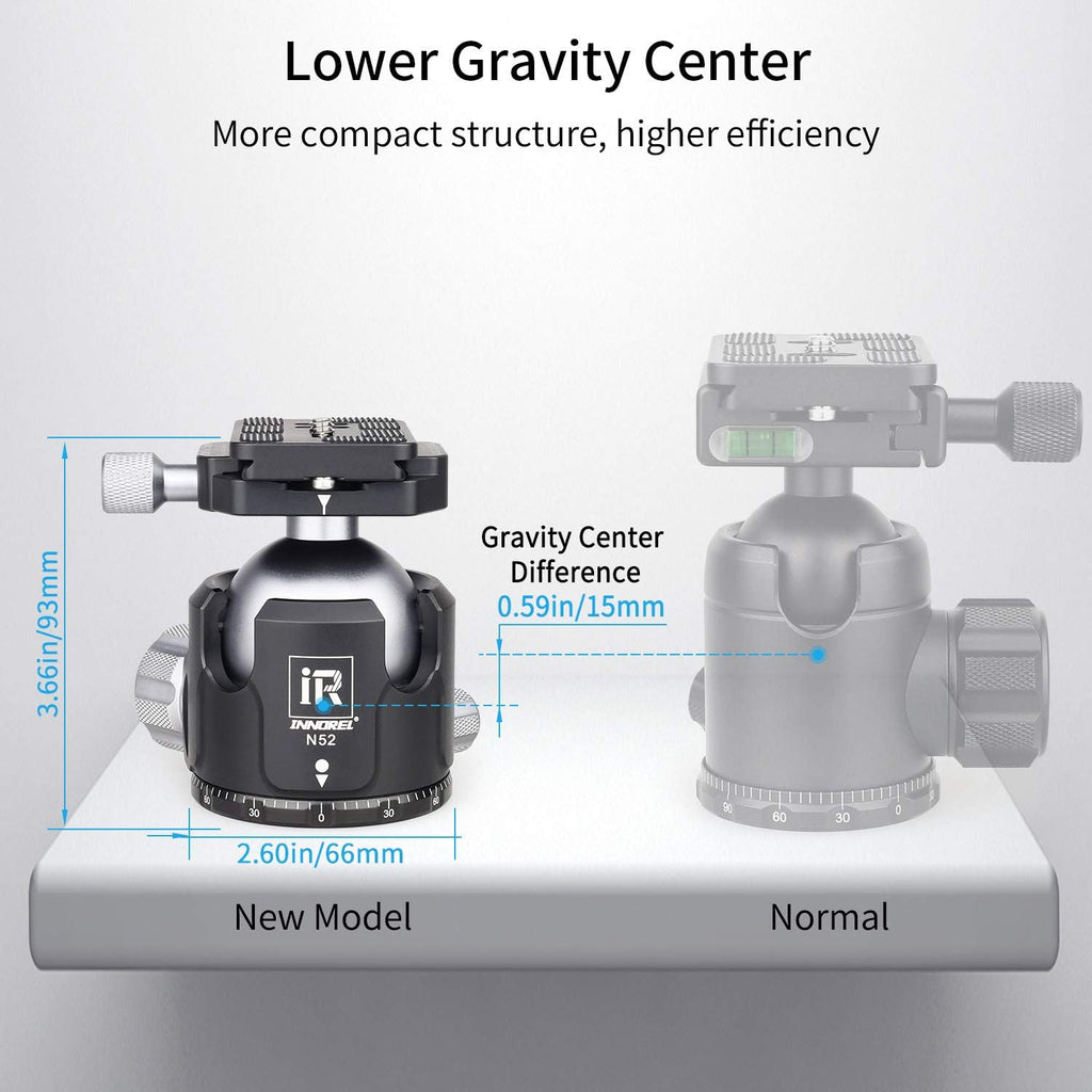 52MM All Metal Camera Ball Head with Two 1/4 Quick Release Plates Q8987