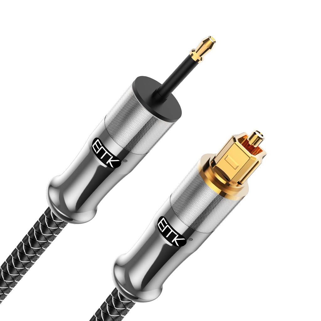 90 Degree Nylon Braided Optical Cable (6 Feet/2M, Black) L2756