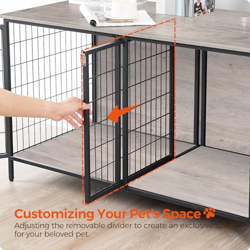 Rustic Brown Dog Crate Furniture with Removable Divider S983