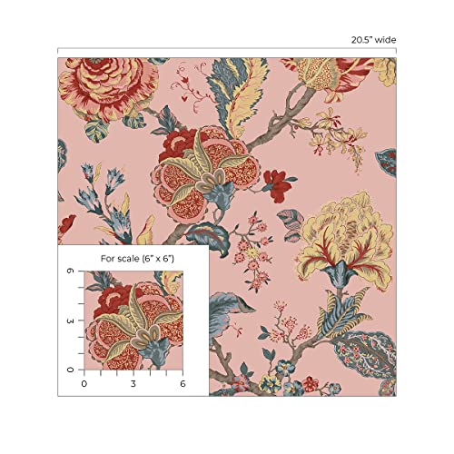 Victorian Jade Floral Peel and Stick Wallpaper Y4565