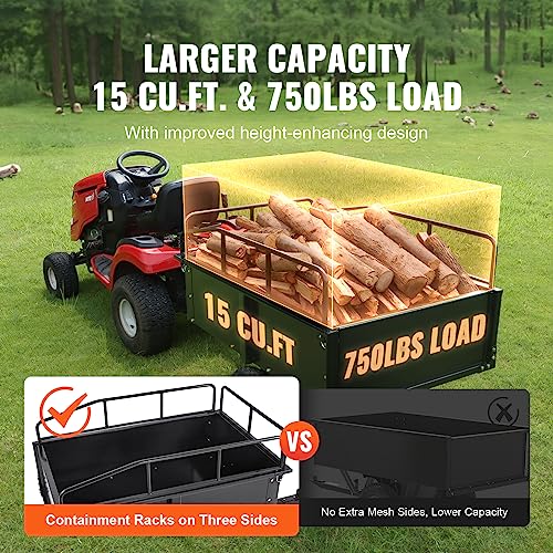 750-Pound 15 Cubic Feet Steel Dump Cart with Removable Sides C702