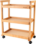 3-Tier Rolling Beechwood Art Cart Storage Organizer G67018