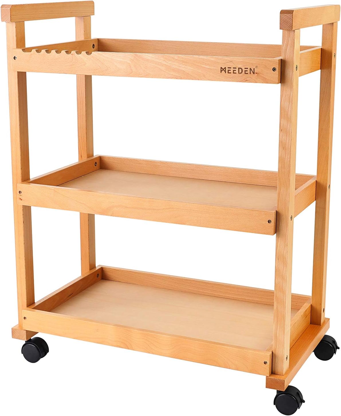 3-Tier Rolling Beechwood Art Cart Storage Organizer G67018
