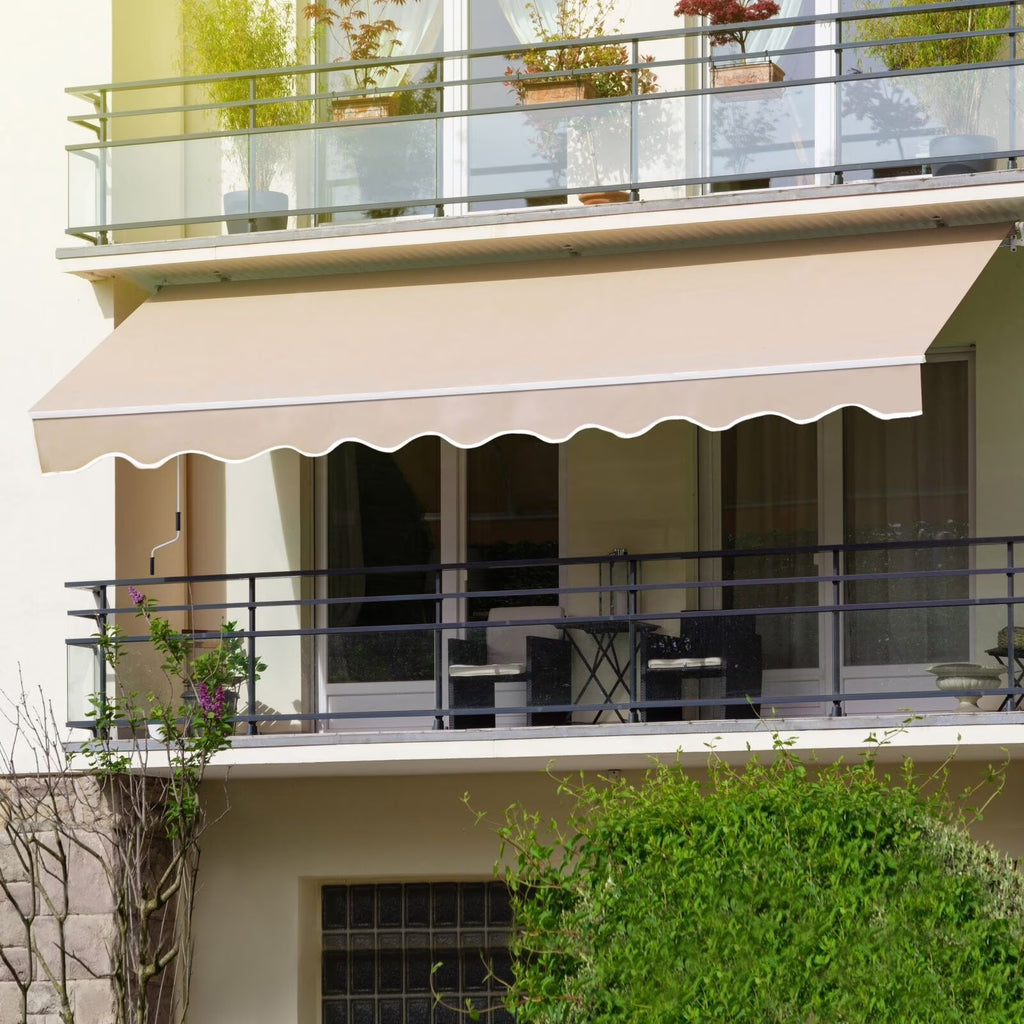 Beige Retractable Patio Awning Sun Shade Cover W708713