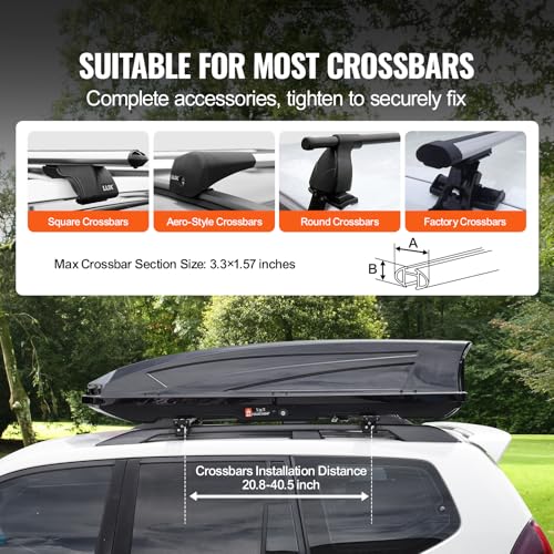 Black 22 Cubic Feet ABS Hard Shell Roof Box with Dual-Sided Opening D575218