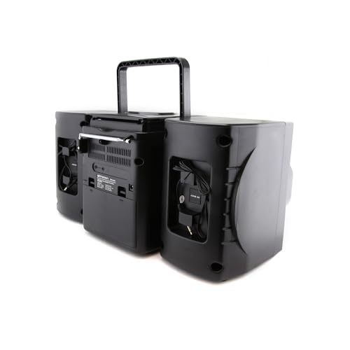 Portable CD Player Boombox with Cassette, AM/FM Radio, AUX, Detachable Speakers W653960