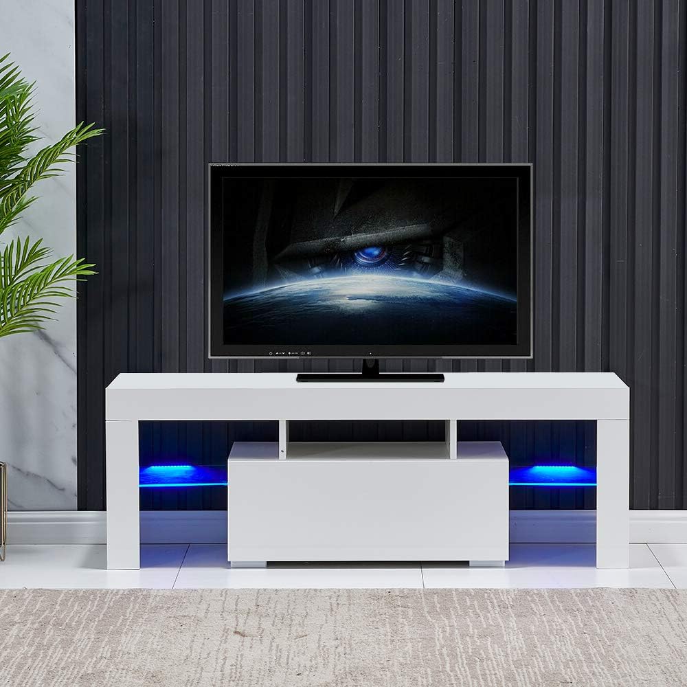 High Gloss LED TV Stand with Storage and Drawer S590148