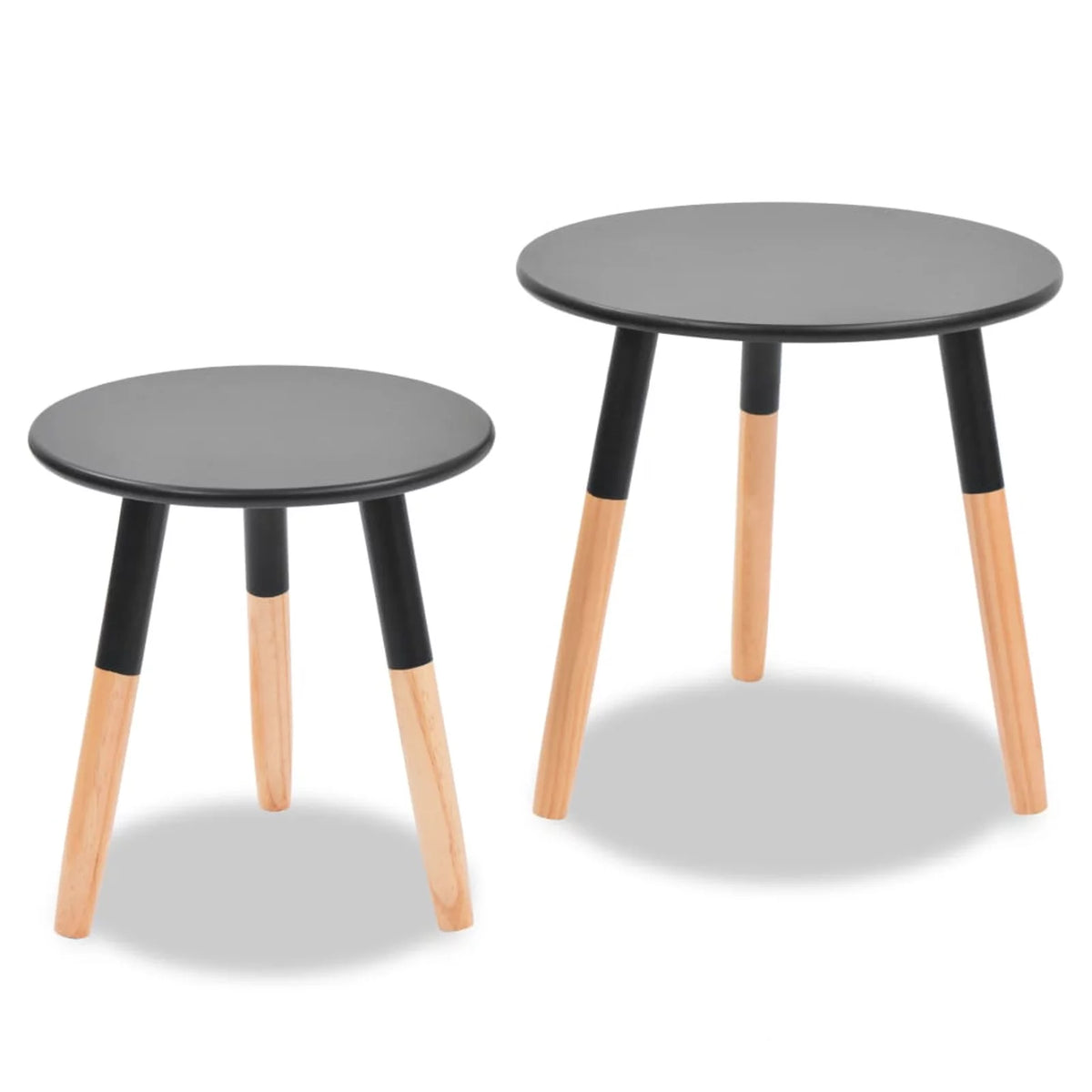 Set of 2 Black Round Side Table T7308