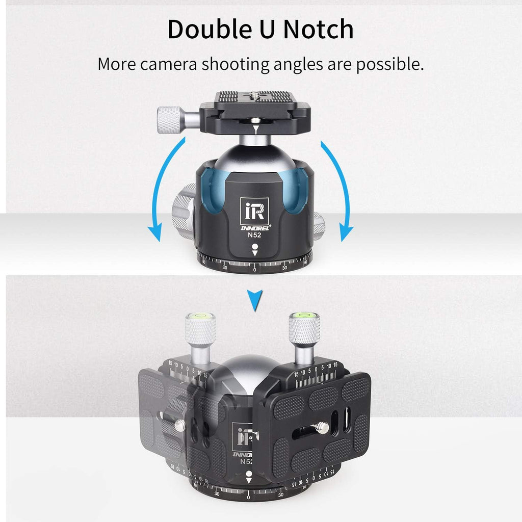 52MM All Metal Camera Ball Head with Two 1/4 Quick Release Plates Q8987