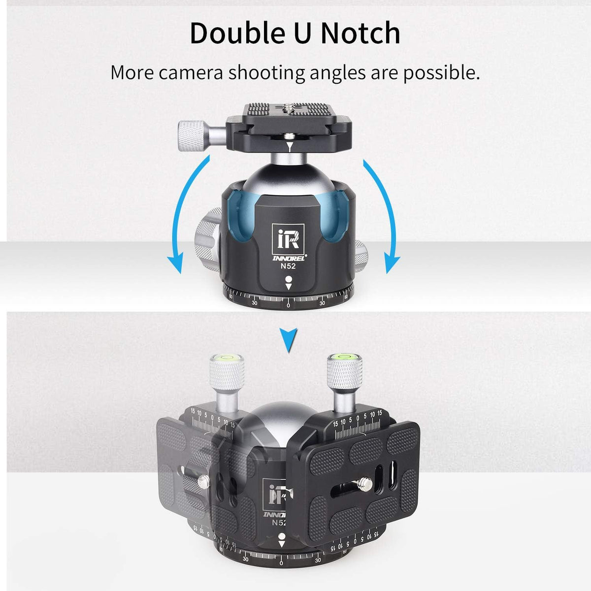 52MM All Metal Camera Ball Head with Two 1/4 Quick Release Plates Q8987