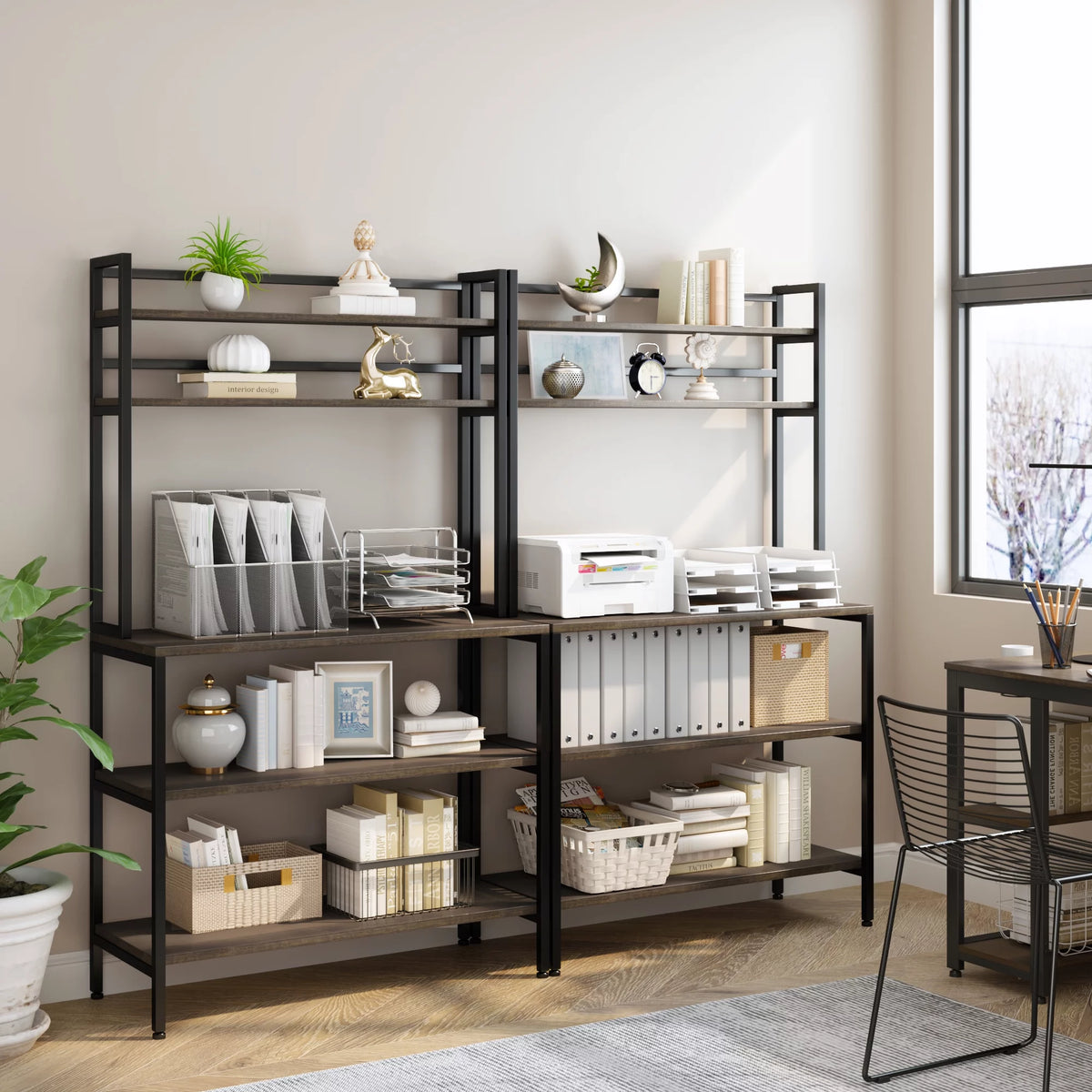 5 Tier Kitchen Microwave Oven Stand with Hutch T66981