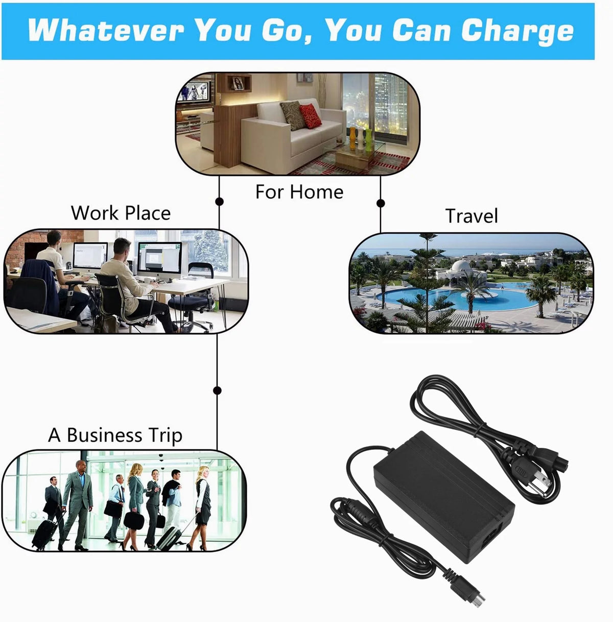 Compatible AC/DC Adapter Replacement Power Supply Charger O69667