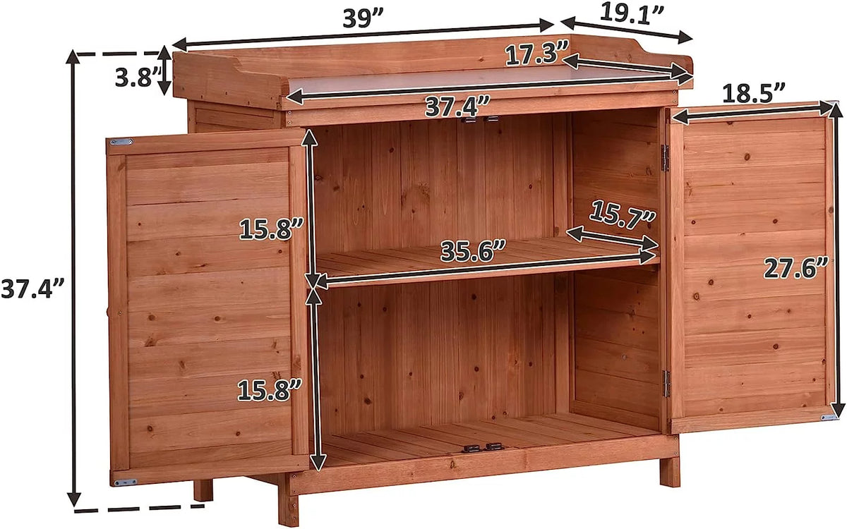 Waterproof Wooden Outdoor Storage Shed with Floor and Shelves B8156