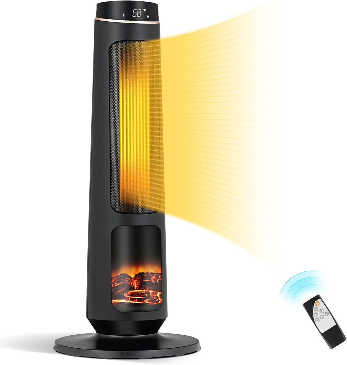 1500W Black Ceramic Tower Heater with Remote Control Y3991