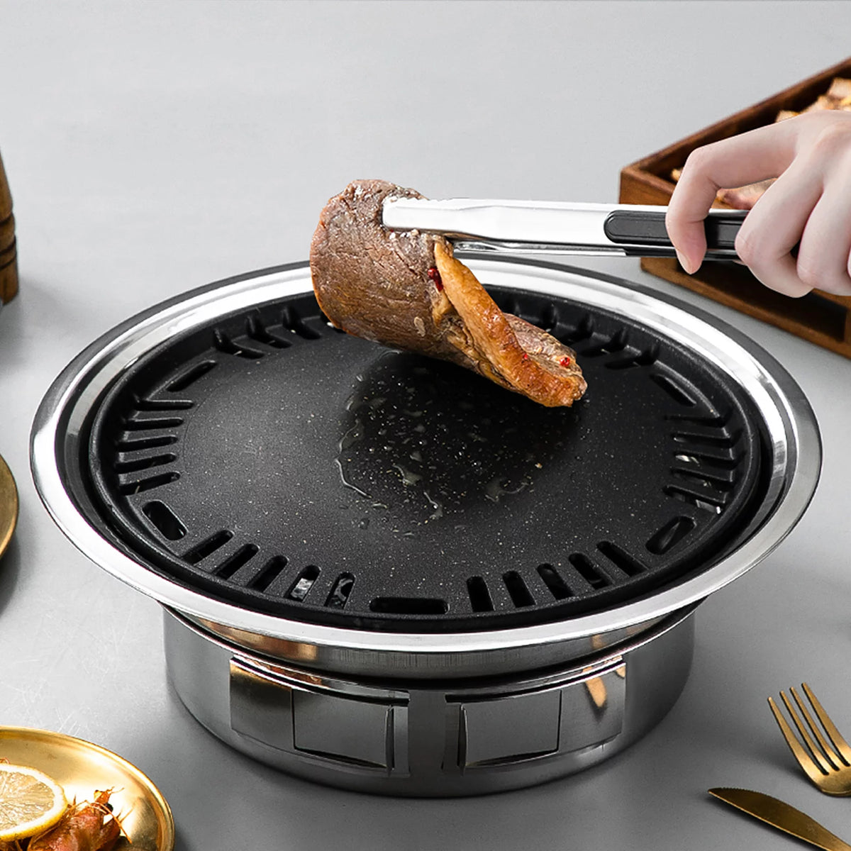 Charcoal Grill Non-stick Portable Stainless Steel BBQ Grill L81612