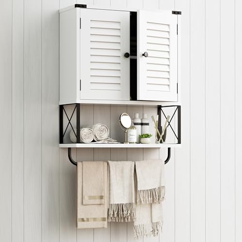 White Wall Mounted Medicine Cabinet with Towel Bar K245