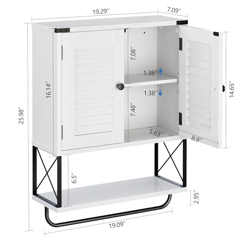 White Wall Mounted Medicine Cabinet with Towel Bar K245