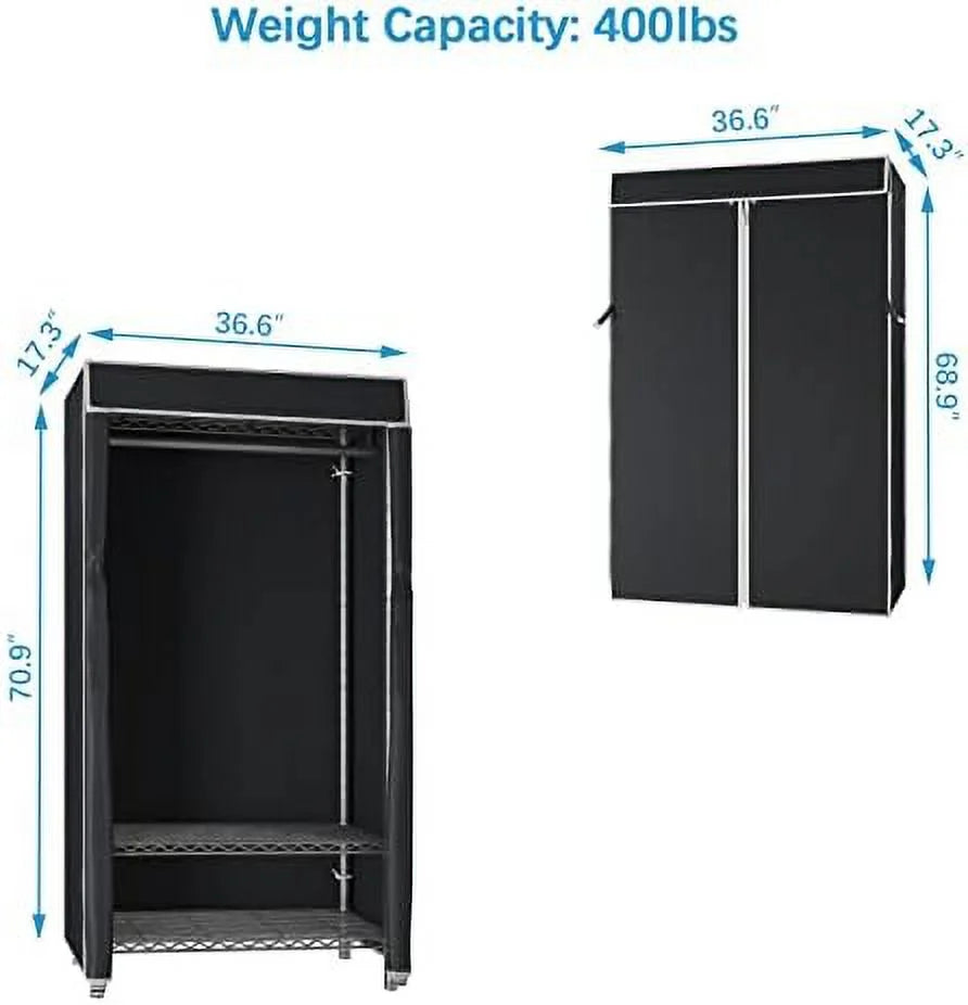 3 Tiers Garment Rack with Cover Black J1098