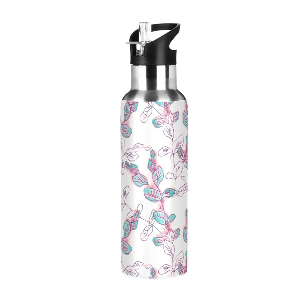 Stainless Steel Insulated Thermos Vacuum Flask Water Bottle with Straw Lid A4334